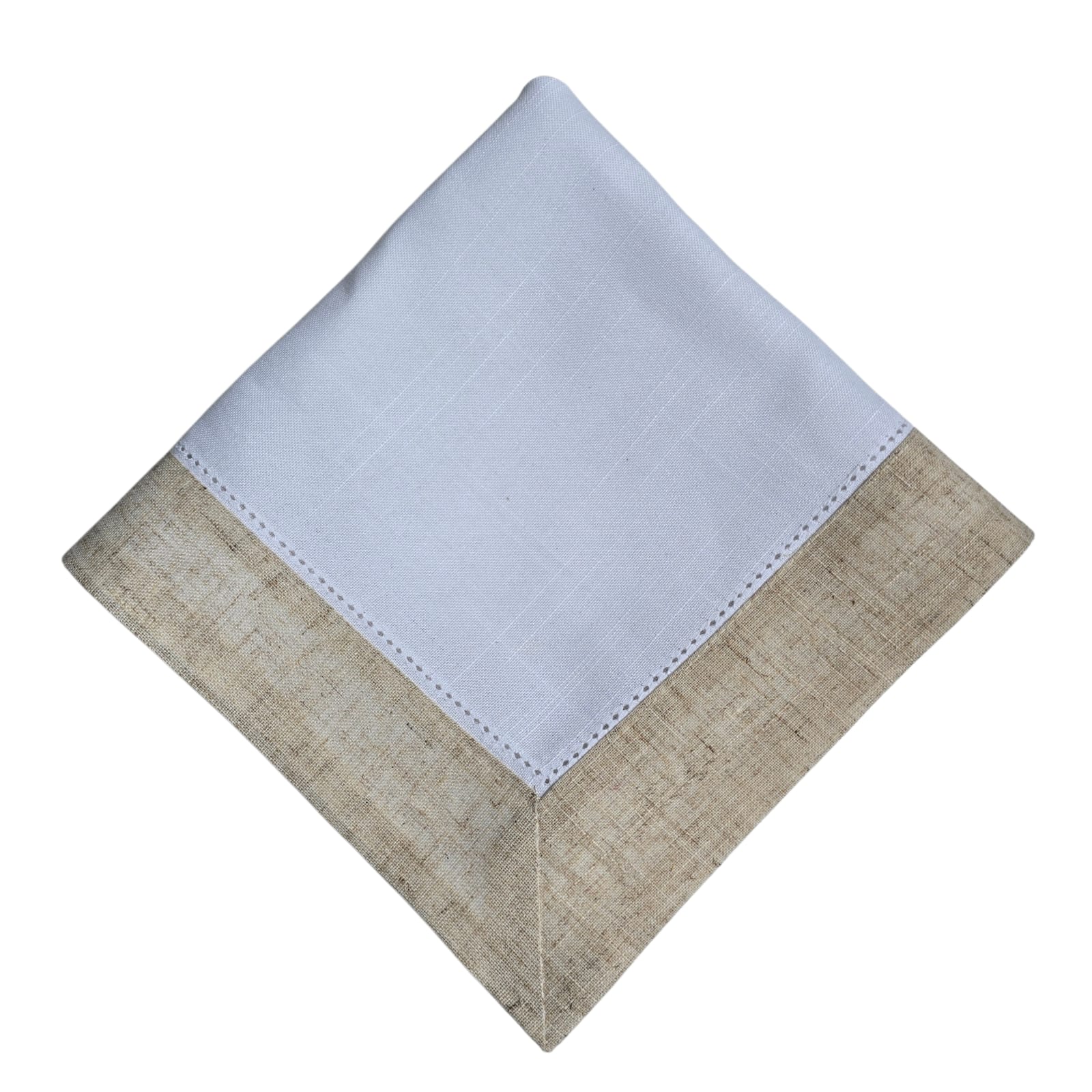GUARDANAPO LINHO BRANCO COM BORDA BEGE GUARDANAPO LINHO BRANCO COM BORDA BEGE